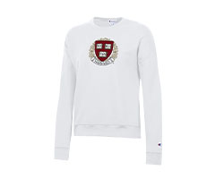 Shop Womens Harvard Crimson White Champion Powerblend Crew Sweatshirt